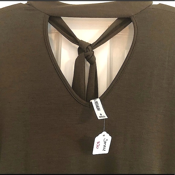 NWT Zenana Outfitters Army Green Sash Tie A-Line Dress (S) - Picture 4 of 8